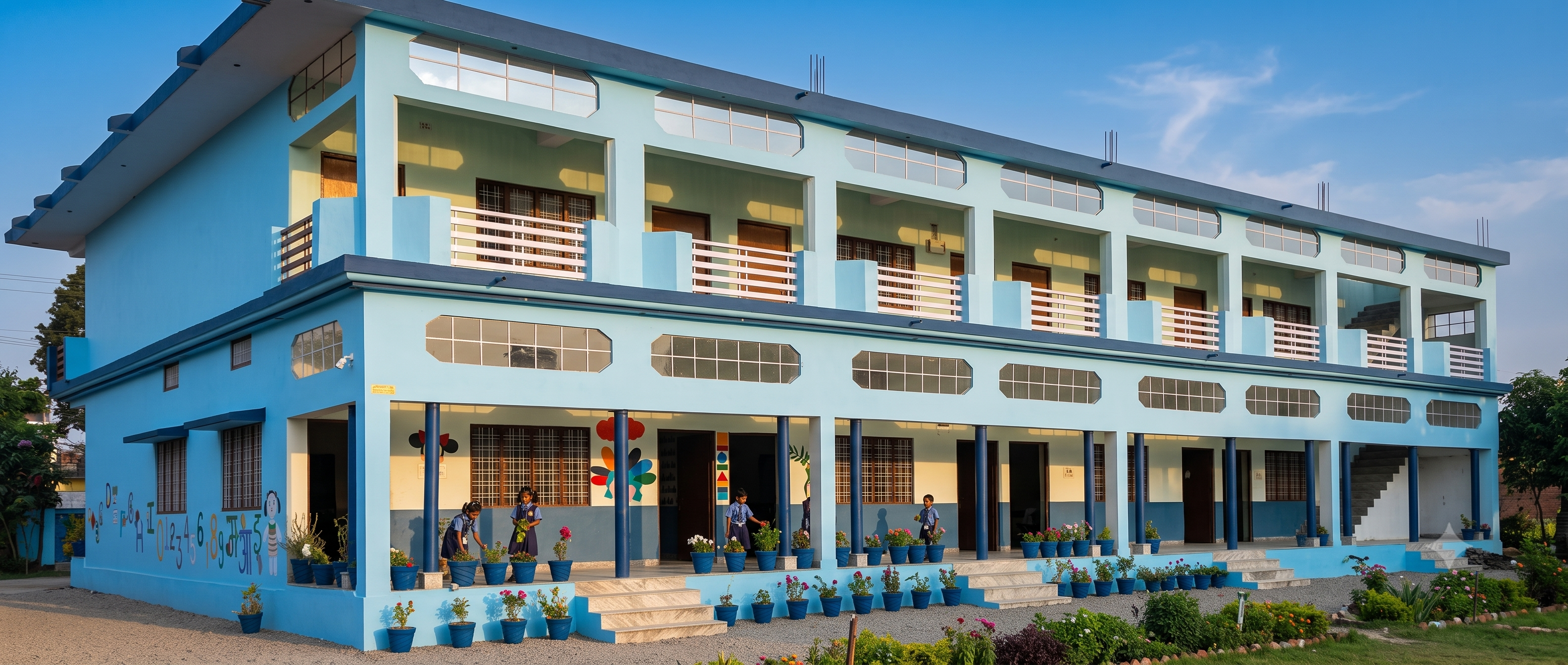 Modern school campus building